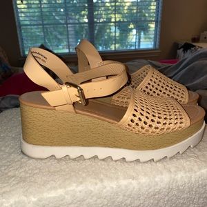 orange/peach wedge heel